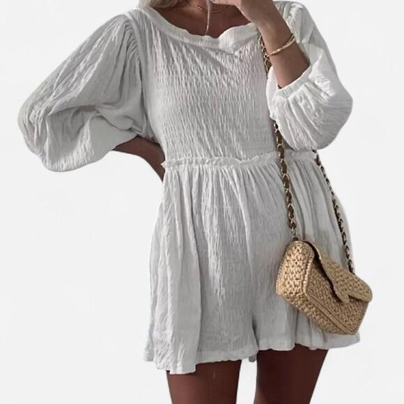Free People Beach Beyond Obsessed Boho Cottage Romper - Picture 1 of 8